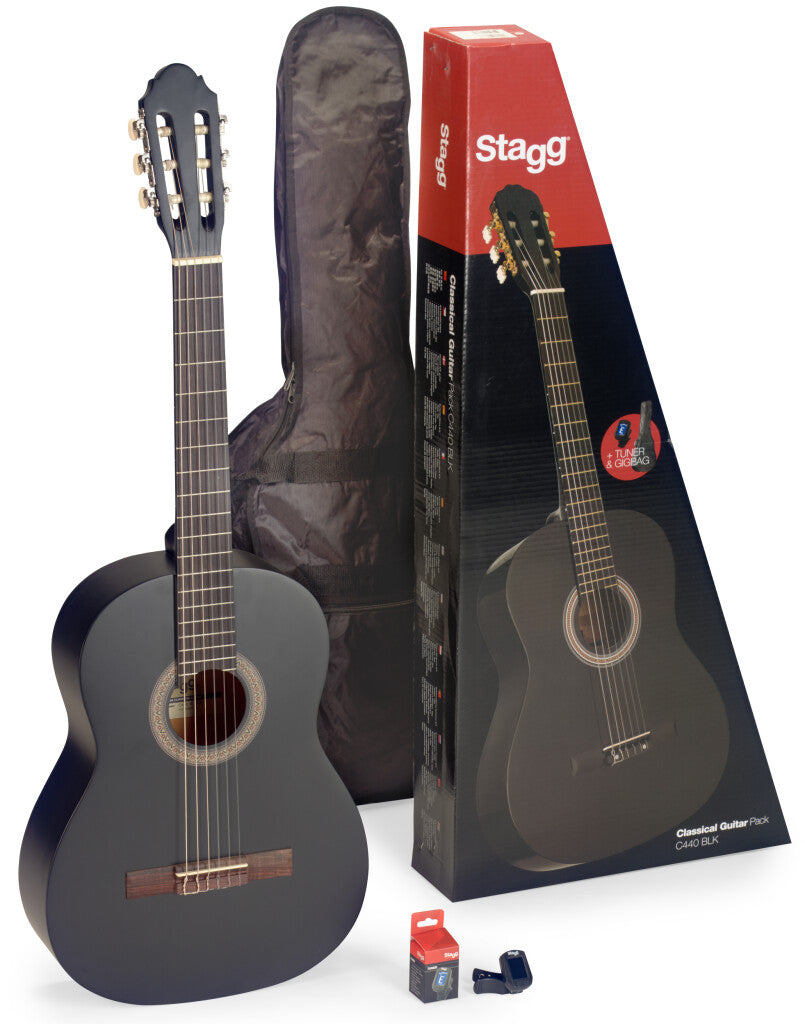 Stagg Guitar pack with 4/4 Natural classical guitar with linden top, tuner, bag